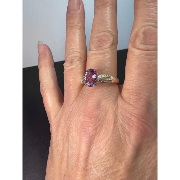 Amethyst sterling silver solitaire ring size 9 - Picture 8 of 9